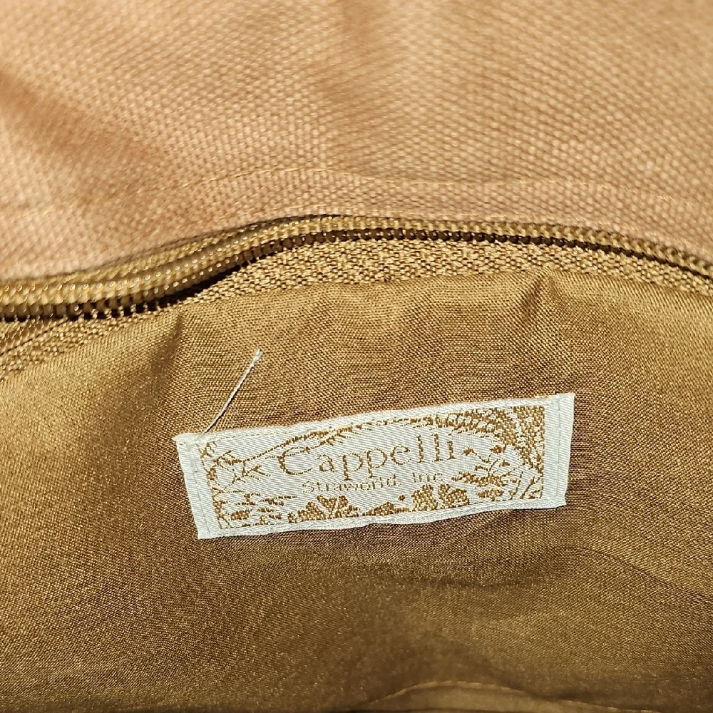 Cappelli Straworld Brown and Tan Shoulder Bag with Woven Design - Picture 5 of 6